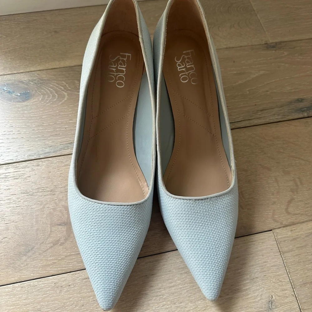 Franco Sarto Women's Light blue woven Textured Heels - Picture 7 of 7